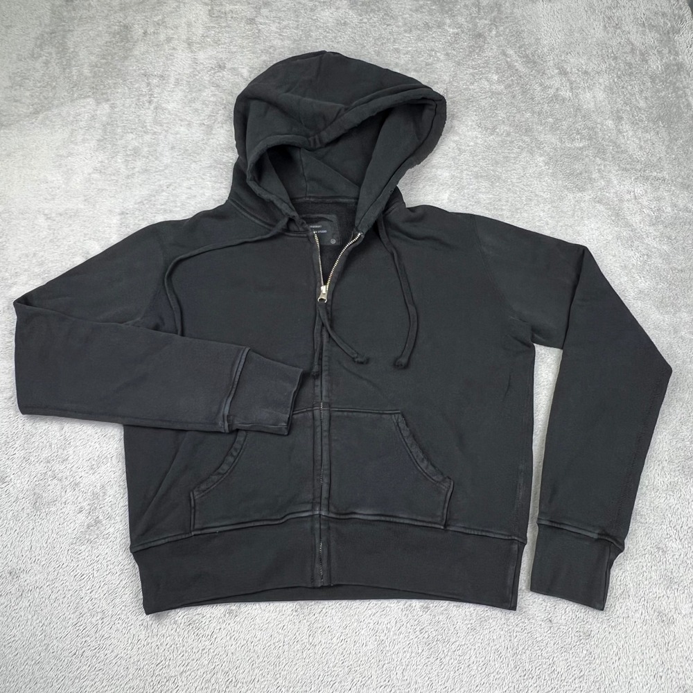 NEW Nili Lotan XS Gray 100% Cotton Callie Distressed Full Zip Hoodie USA